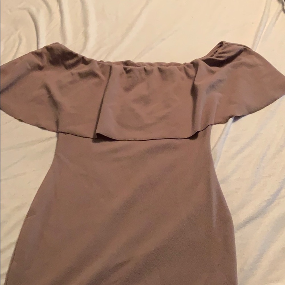 Mauve off the shoulder midi dress